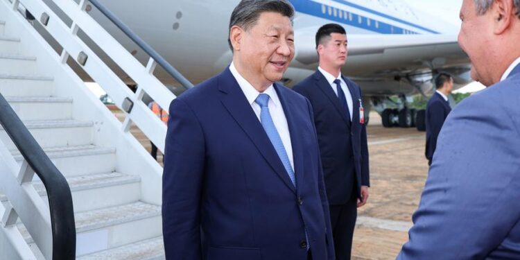 Xi Jinping arrives for a state visit in Brazil