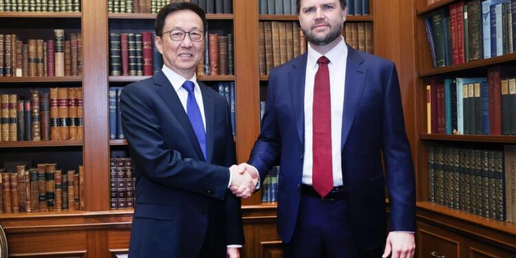Han Zheng meets U.S. VP-elect J.D. Vance