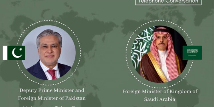 Dar, Saudi FM reaffirm commitment to bilateral relations