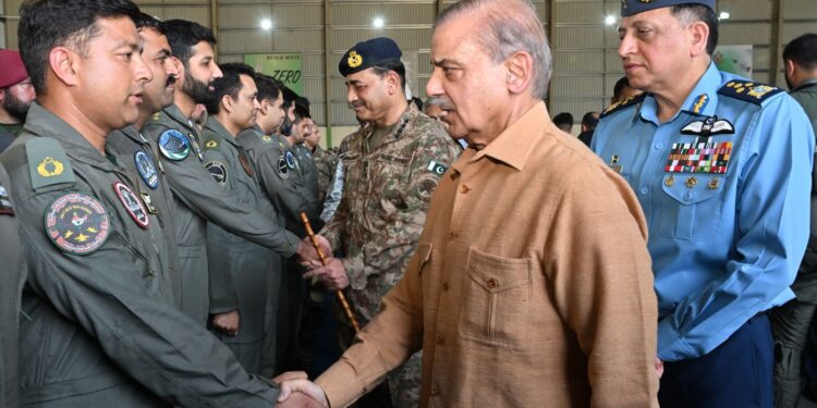 PM Shehbaz visits Kamra airbase to honor PAF fighters