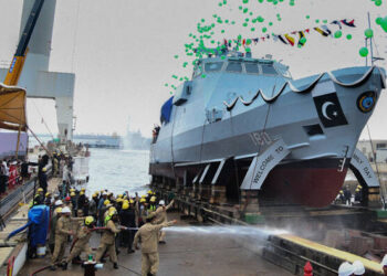 Pakistan launches locally built PNS Sahiwal Gunboat