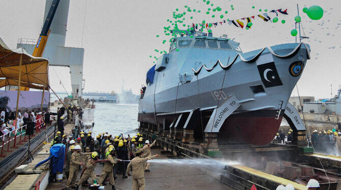Pakistan launches locally built PNS Sahiwal Gunboat