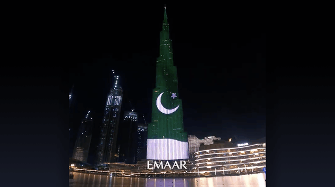 Burj Khalifa Lights Up for Pakistan Independence Day