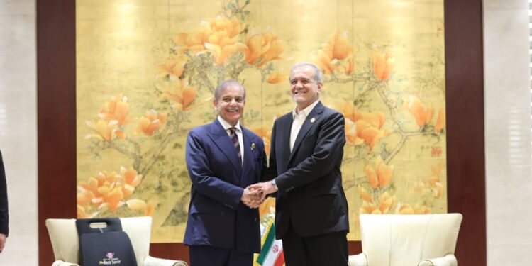 Shehbaz, Pezeshkian Review Pak-Iran Ties at SCO Summit